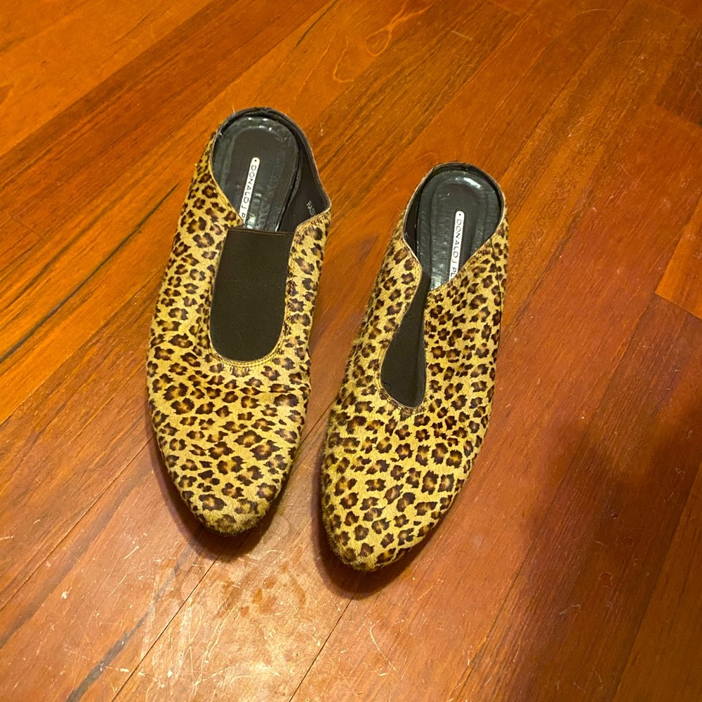 Donald Pliner Rasha Leopard Platform Slide Mules